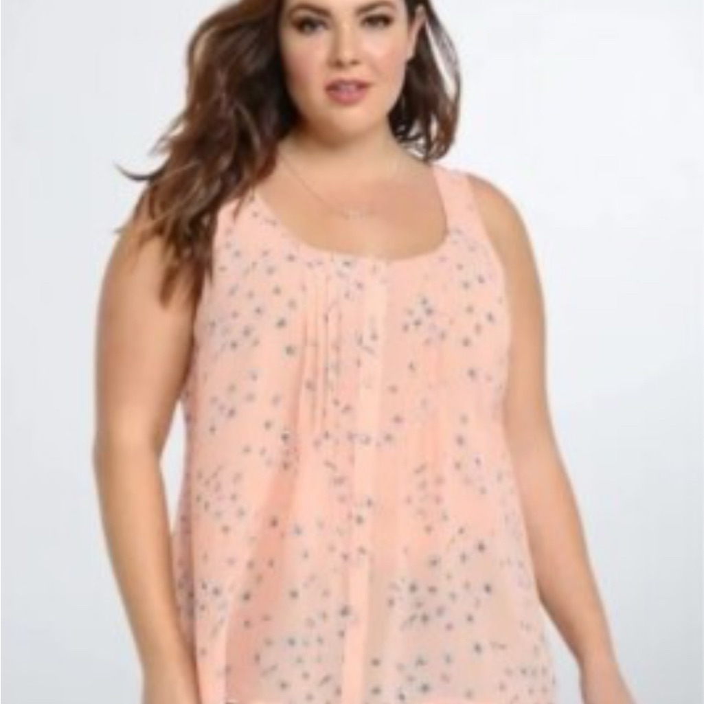 Torrid Chiffon Floral Peach Sleeveless Top